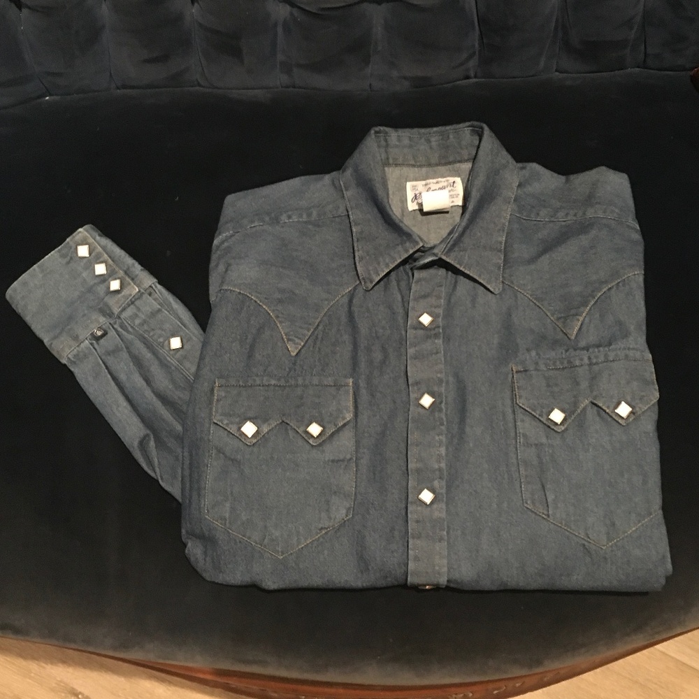 Rockmount Ranchwear Tru West Men’s Western Denim shirt, Large.